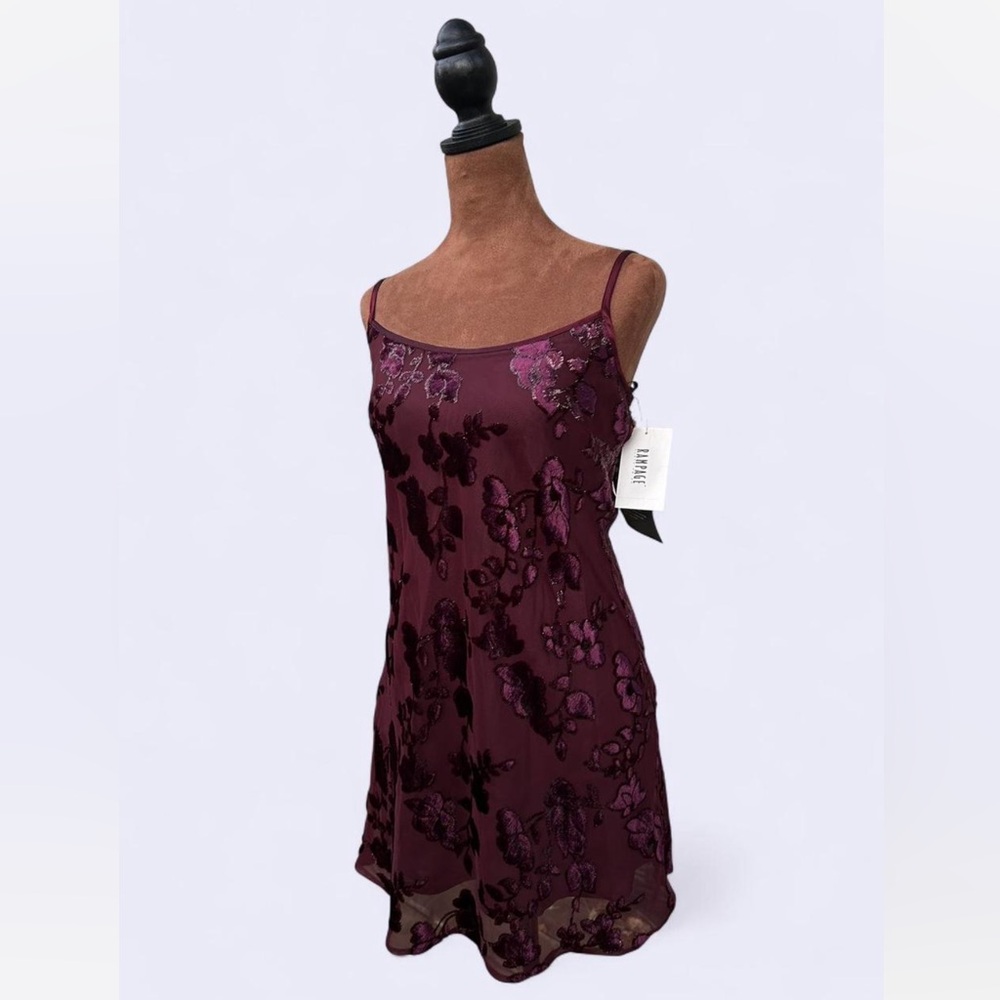 Rampage deadstock burgundy floral spaghetti strap mini dress